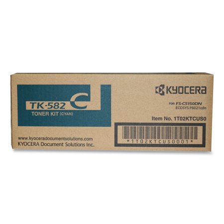 KYOCERA TK582C High-Yield Toner, 2,800 Page-Yield, Cyan KYOTK582C